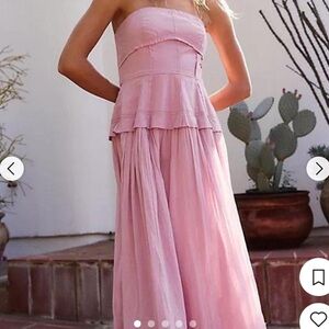 Free People Maxi Dress Strapless Pink Boho Festival M